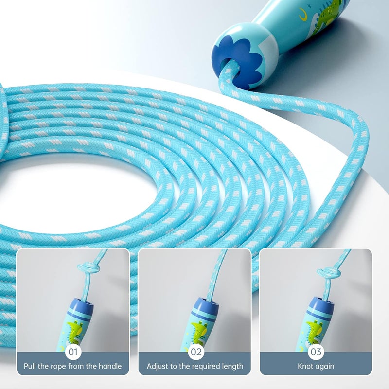 JGM Jump Rope for Kids-Adjustable Cotton Braided Skipping Rope with Wooden Handle for Toddler Fitness Workout Exercise Outdoor Activity - Image 4